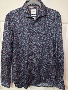 Cactus Man Ricky Singh Men's Floral Button Down Shirt Medium Navy Multicolor 100